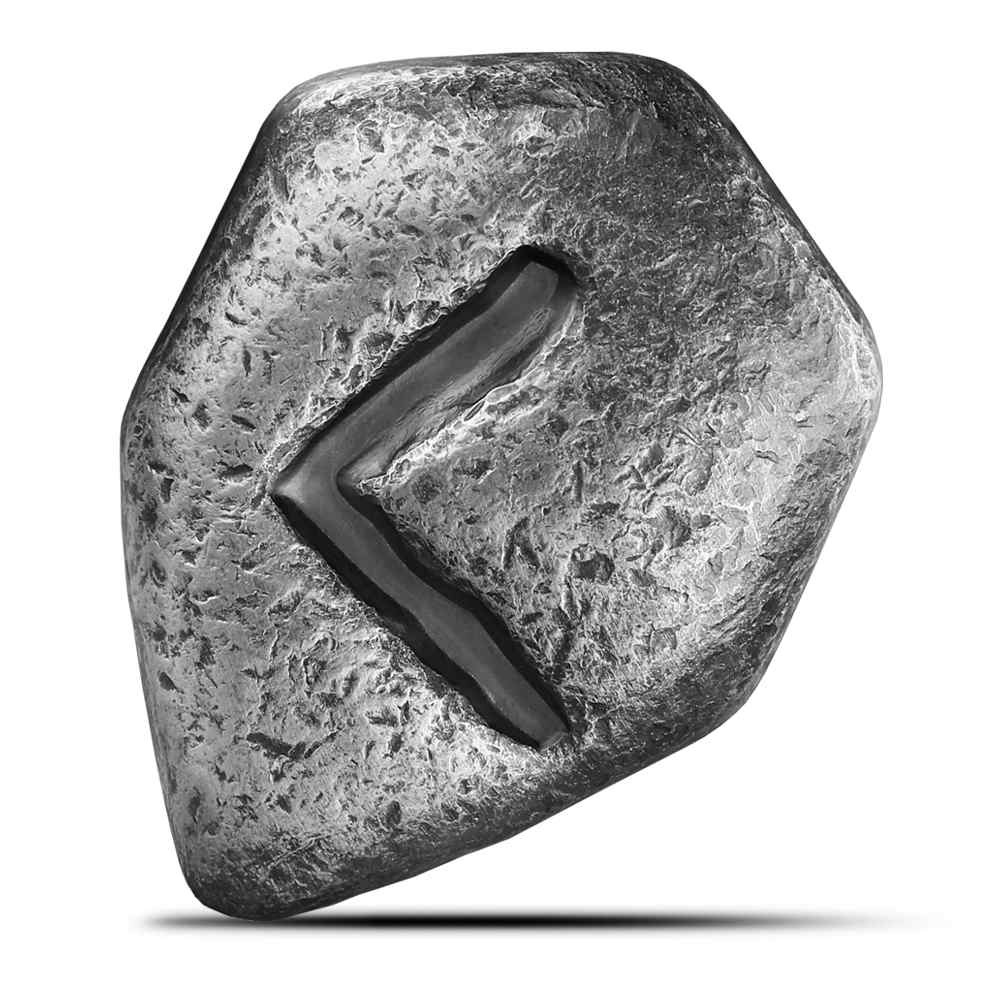 1 oz Antique Germania Mint Kenaz Rune Cast Silver Bar (New, Numbered) - Image 2
