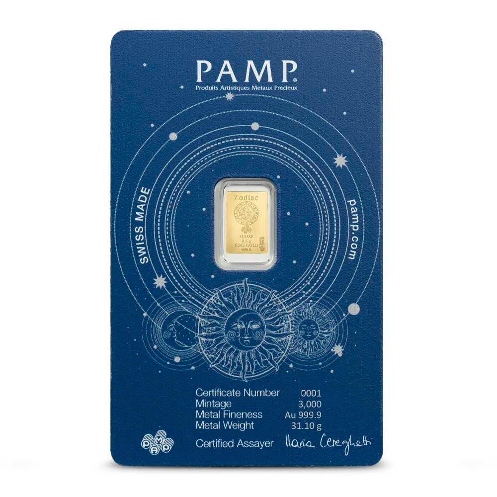 1/2 Gram PAMP Suisse Zodiac Leo Gold Bar (New w/ Assay) - Image 2