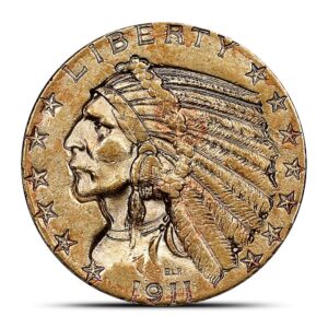1911 Pre-33 $5 Indian Gold Half Eagle Coin (XF)