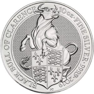 2019 10 oz British Silver Queens Beast Black Bull Coin