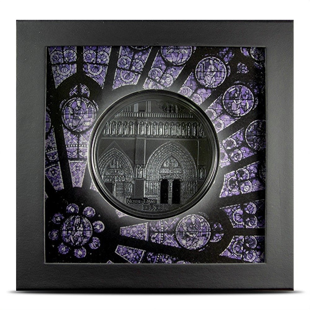 2021 5 oz Proof Palau Tiffany Art Metropolis Notre-Dame de Paris Silver Coin (Box + CoA) - Image 3