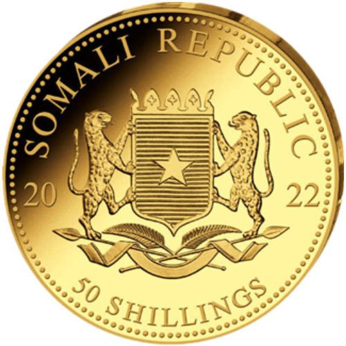 2022 1/25 oz Somalia Gold Elephant Coin (BU) - Image 2