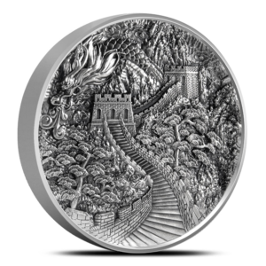 2024 5 oz Antique Niue Silver The Dragon Awakening and The Great Wall of China Coin (Box + CoA)