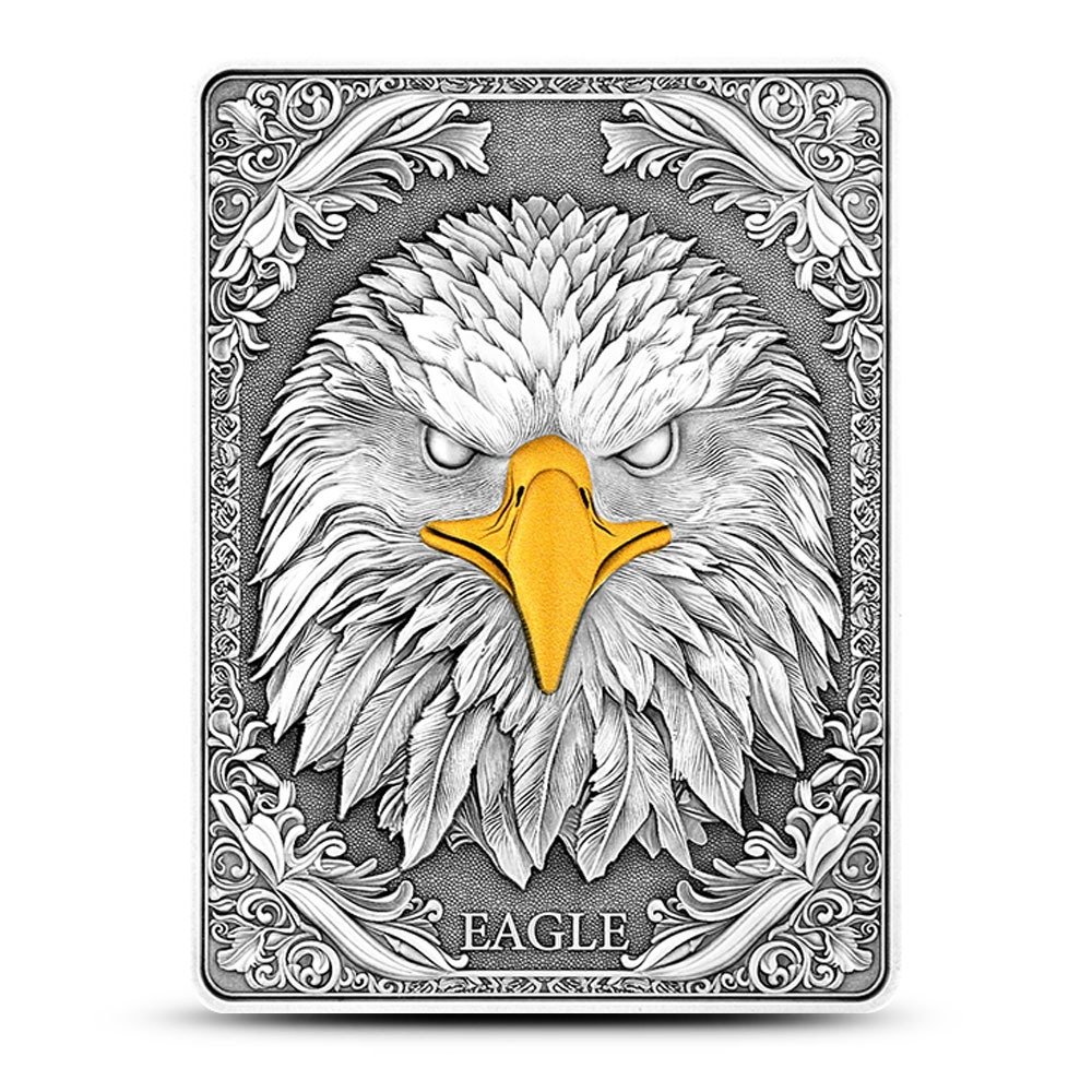 10 oz Antique Fiji Silver Eagle Rect
