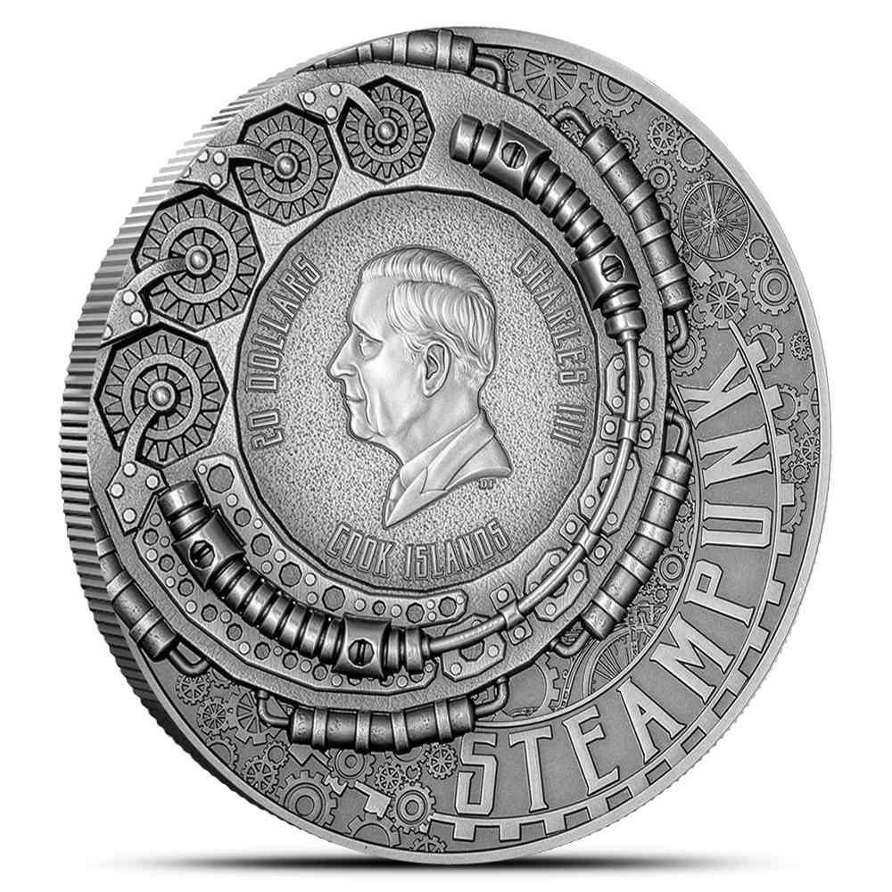 2025 3 oz Antique Cook Islands Silver Steampunk Aviation Coin - Image 2
