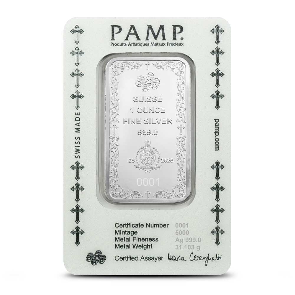 2026 1 oz Niue Silver Christian Cross PAMP Suisse Coin (New w/ Assay) - Image 2