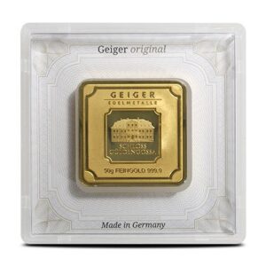 Buy 50 Gram Geiger Edelmetalle Square Gold Bar (New)