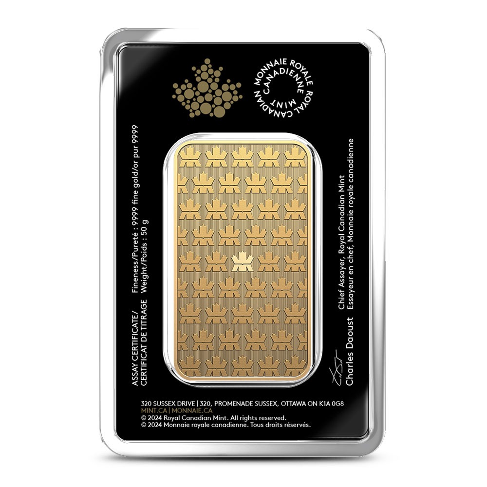50 Gram (RCM) Royal Canadian Mint Gold Bar (New w/ Assay) - Image 2