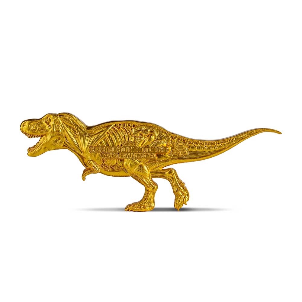 2022 3 oz Republic of Chad Silver Tyrannosaurus Dissected Coin (Gilded, Box + CoA) - Image 2