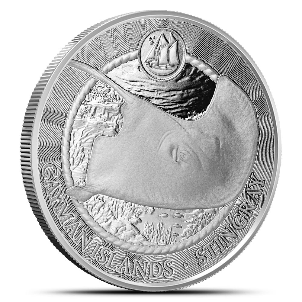 2025 1 oz Cayman Islands Silver Sea Life Stingray Coin (Alpha Strike, Proof-Like) - Image 2
