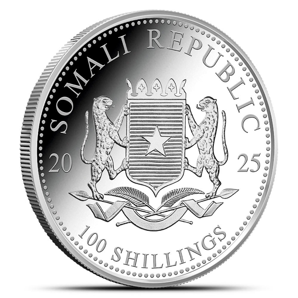 2025 1 oz Somalia Silver Elephant Coin (Gilded, BU) - Image 2
