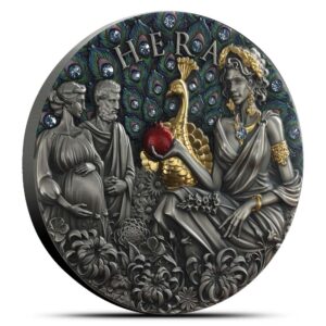 2025 2 oz Antique Niue Silver Divine Beauty Hera Coin (Gilded, Box + CoA)