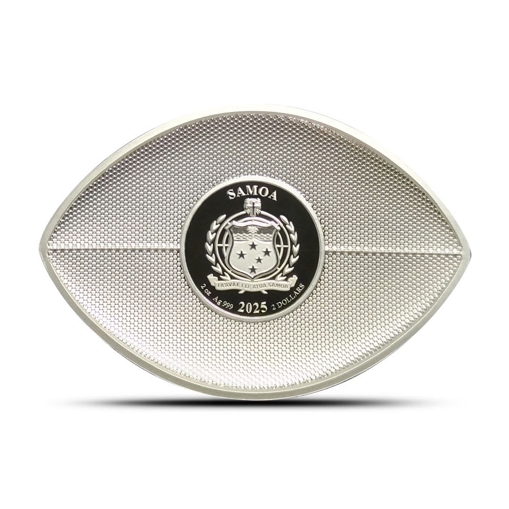 2025 2 oz Colorized Samoa Silver Football Shaped Coin (Box) - Image 2