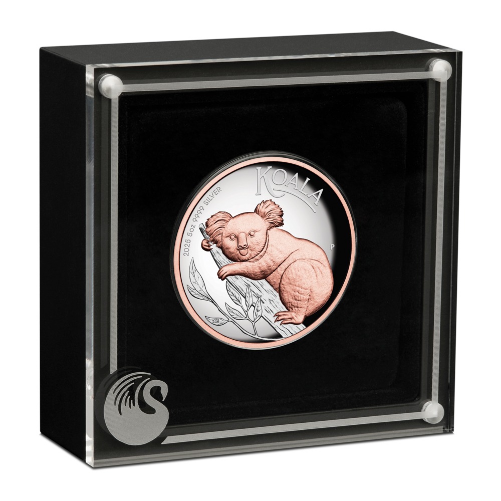 2025 5 oz Proof Australian Silver Koala Coin (Gilded, High Relief, Box + CoA) - Image 3