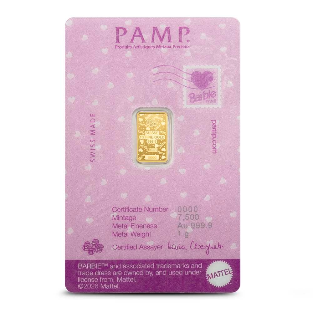 1 Gram PAMP Suisse Barbie Valentine's Day Gold Bar (New w/Assay) - Image 2