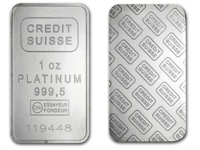 1 oz Credit Suisse Platinum Bar For Sale (w/ CoA)