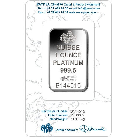 1 oz PAMP Suisse Fortuna Platinum Bar (New w/ Assay) - Image 3