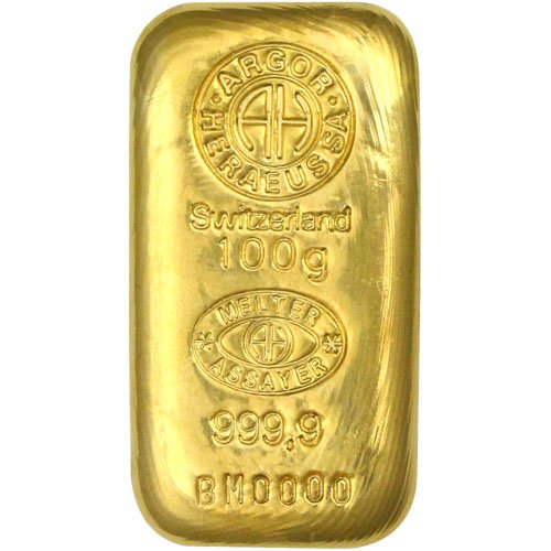100 Gram Argor Heraeus Cast Gold Bar (New w/ Assay) - Image 2