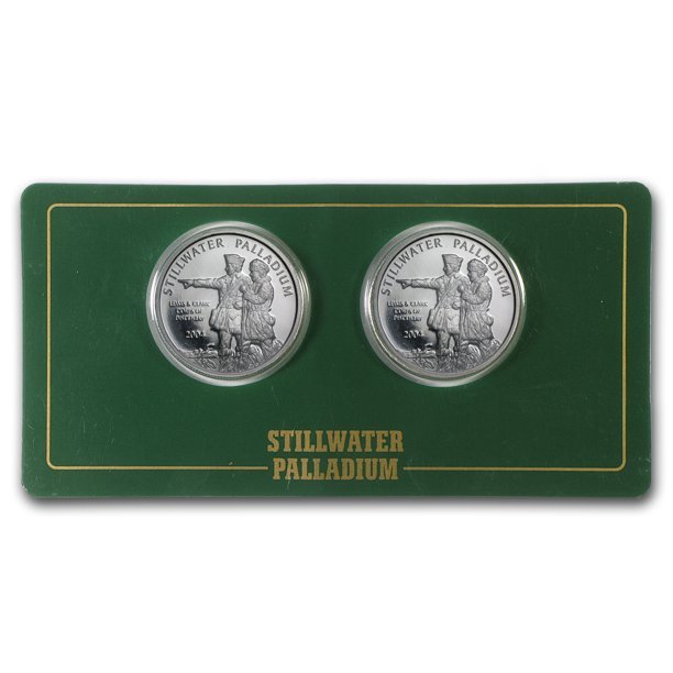 1/2 oz Johnson Matthey Palladium 2-Round Set (Lewis & Clark, w/ Assay)