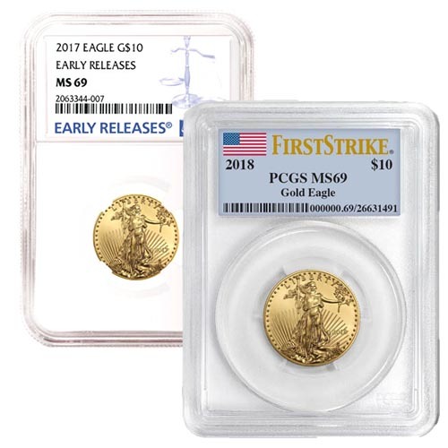 1/4 oz American Gold Eagle Coin MS69 (Random Year, Varied Label, PCGS or NGC)