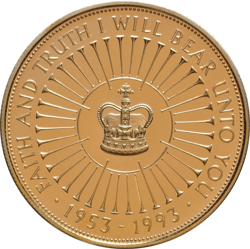 1993 Proof £5 Gold Crown Coin 40th Anniversary of the Coronation Boxed - Image 3