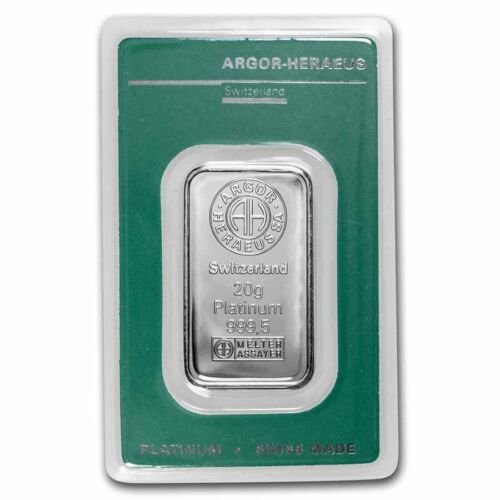 Buy 20 Gram Argor Heraeus Platinum Bar