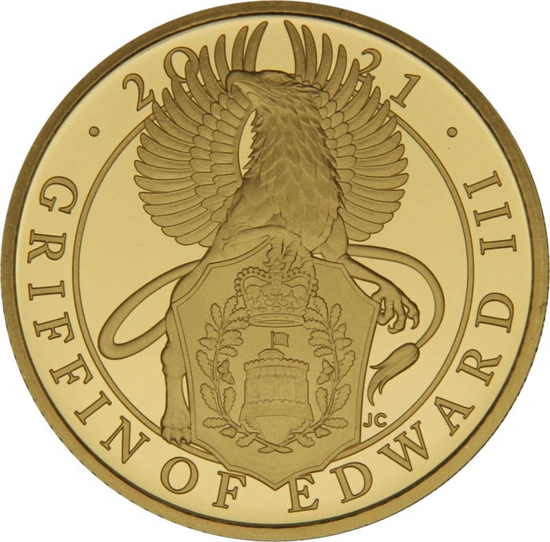 2021 Proof 1/4 oz Griffin of Edward III Gold Coin Coin Queen's Beasts Boxed - Image 3