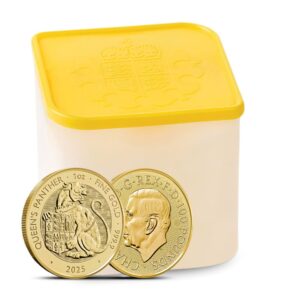2025 1 oz British Gold Tudor Beasts The Queen's Panther Tube (10 Coins, BU)