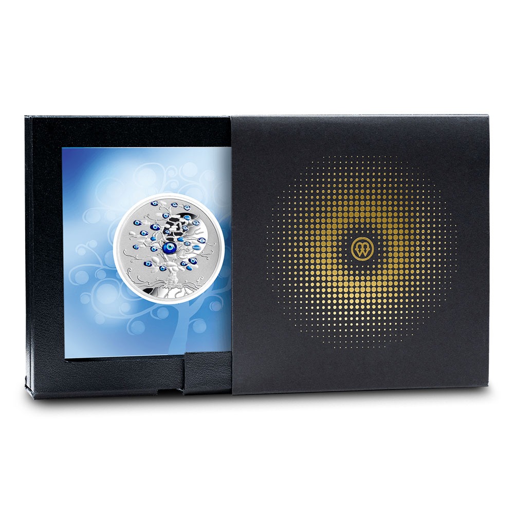 2025 1 oz Proof Colorized Niue Silver Tree of Luck Nazar Eye Coin (Box + CoA) - Image 4