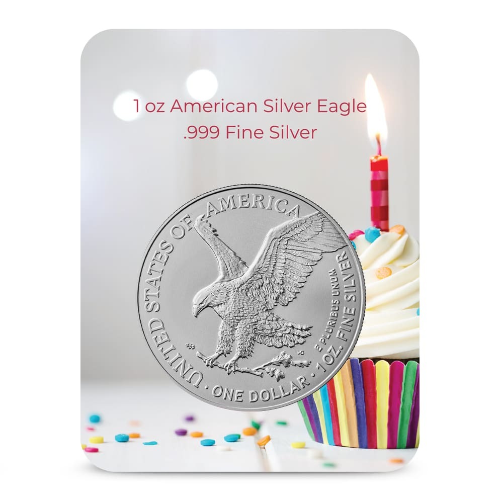 2026 1 oz American Silver Eagle Coin (BU, Happy Birthday Cupcake Card) - Image 2