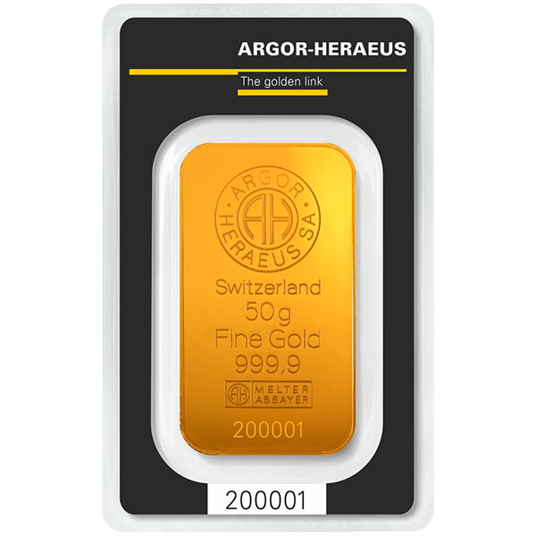 50 Gram Argor Heraeus Kinebar Gold Bar (New w/ Assay) - Image 2