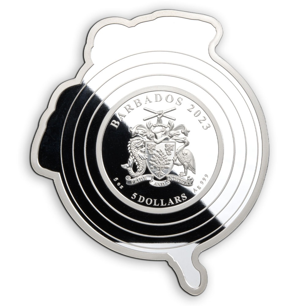 2023 5 oz Barbados Silver Flash Shaped Coin (Proof-Like) - Image 4
