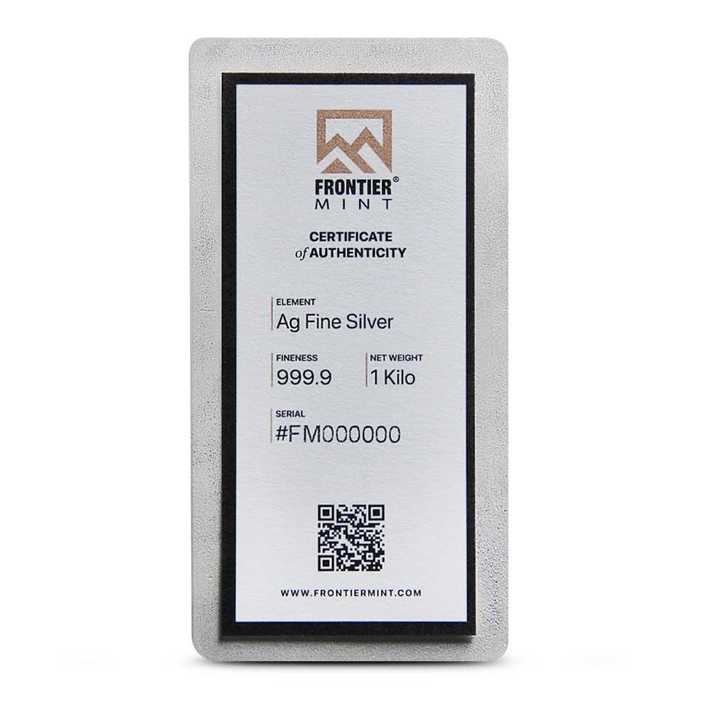 Buy 1 Kilo Frontier Mint Silver Bar (New w/ CoA) - Image 2