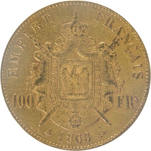 Buy 100 Francs France Gold Coin – Napoleon III (Random Year, AU) - Image 2