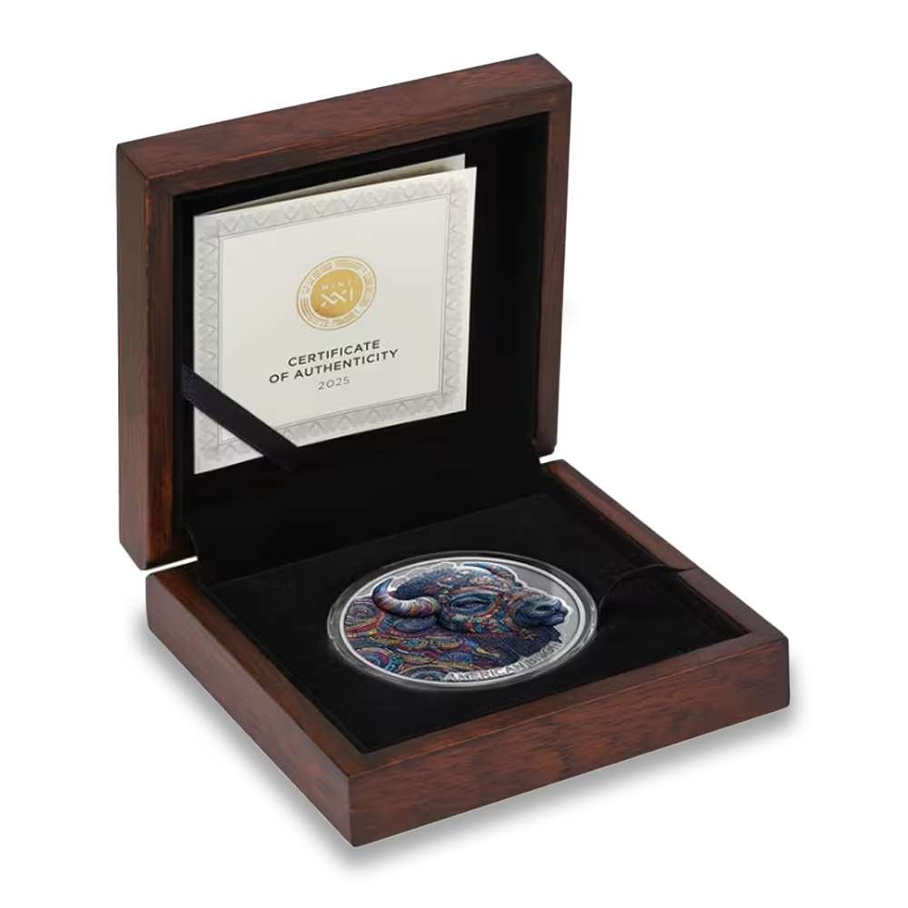 2025 2 oz Colorized Antique Cameroon Silver American Bison Coin (Box + CoA) - Image 3